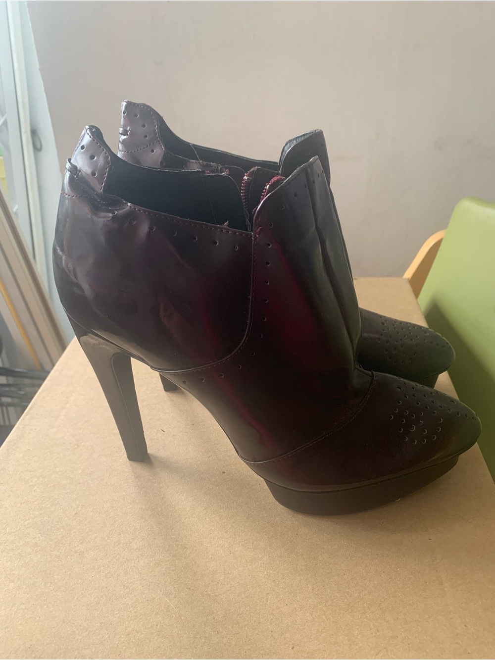 Trouve Patent Leather Ankle Boots in Deep Burgundy bought in Nordstrom, s.38.5